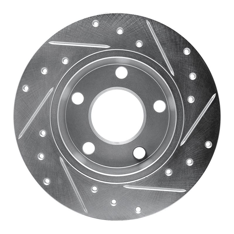 Audi A6 Quattro Brake Rotor (1) - Rear Left - R1 Concepts - Drilled & Slotted - Silver - `99-`02